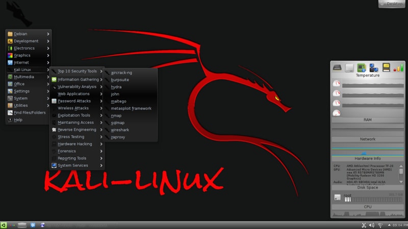 Hackerların Tercih Ettiği 10 Popüler İşletim Sistemi Kali Linux