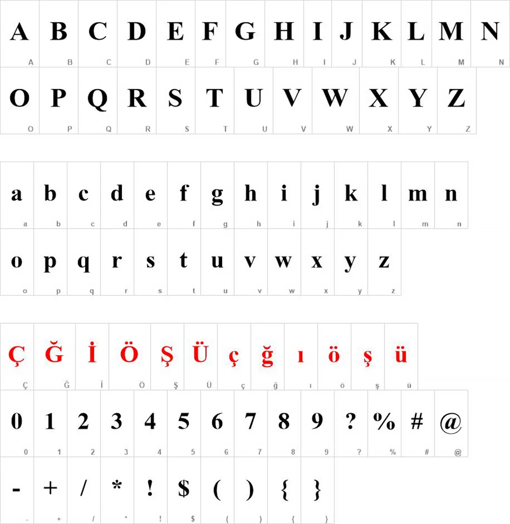 Türkçe Times New Roman Font