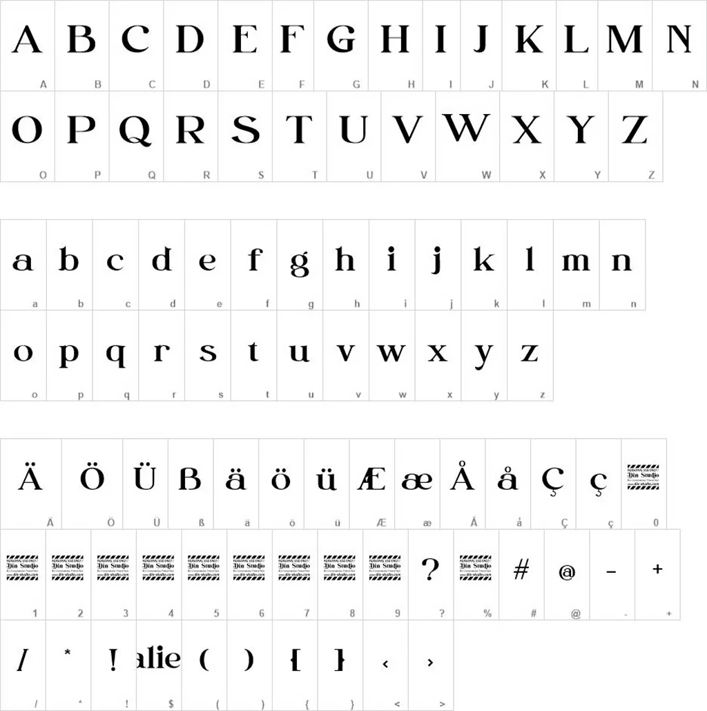 Valiety Regular Font Karakterleri